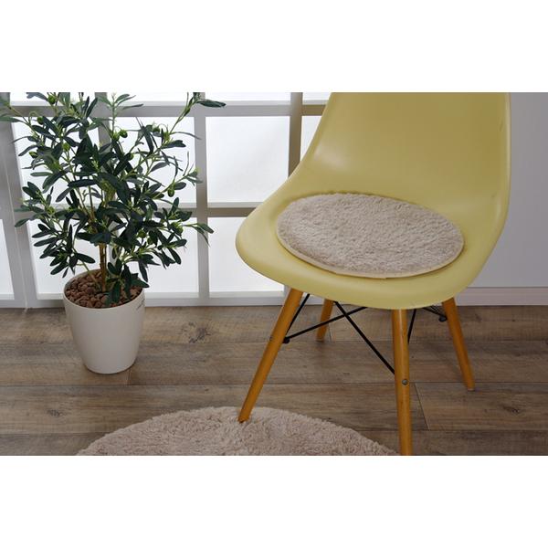 椅子クッション/チェアパッド 4枚組 〔アイボリー 無地 直径約35cm〕 円形 洗える 防滑加工 〔リビング ダイニング〕爆買