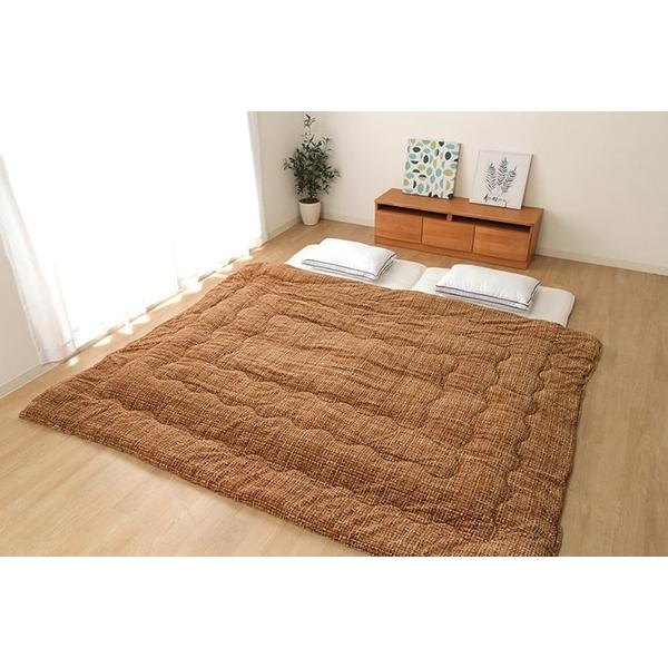 ファミリー対応 掛け布団/寝具 〔無地調 ベージュ 約190×190cm 2人用〕 洗える 〔寝室 ベッドルーム〕爆買