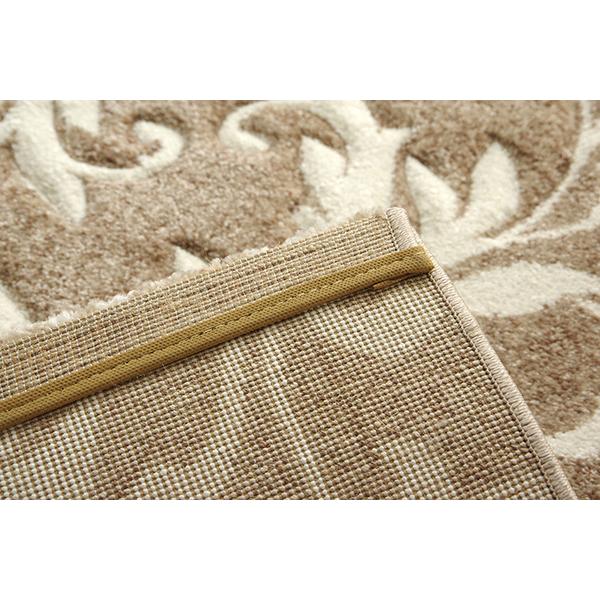 トルコ製 玄関マット/フロアマット 〔約70×120cm ベージュ〕 抗菌防臭 消臭 耐久性 弾力性抜群 カービング エレガント爆買