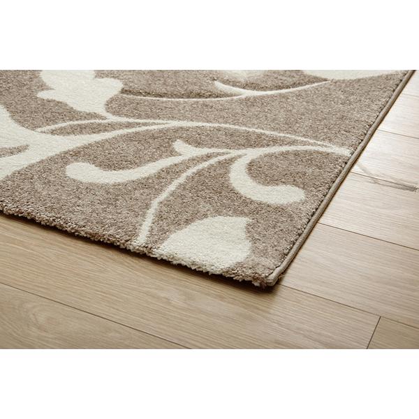 トルコ製 ラグマット/絨毯 〔約160×230cm ベージュ〕 長方形 抗菌防臭 消臭 へたりにくい ホットカーペット 床暖房対応爆買