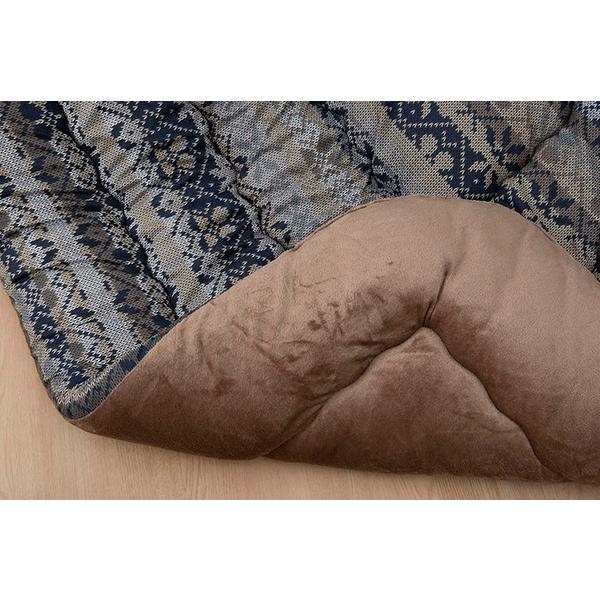 軽量 こたつ布団/こたつ掛け布団 〔ネイビー 約205×245cm 長方形〕 洗える なめらか フランネル 日本製 〔リビング〕爆買