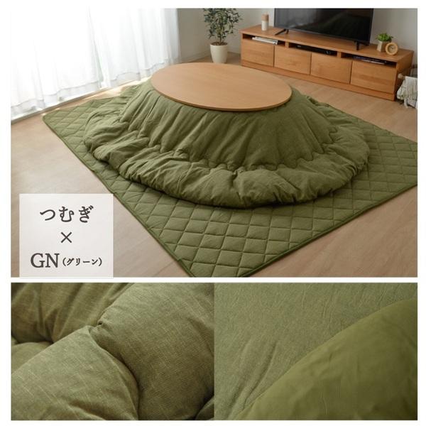 こたつ布団/こたつ掛け布団 単品 〔つむぎ調 ブラウン 約185×225cm 楕円〕 厚掛けタイプ 表地綿100％ 洗える 〔リビング〕爆買