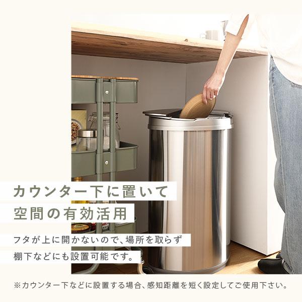 ゴミ箱 ダストボックス 約幅42cm 47L 大容量 横開き ステンレス 自動開閉センサー付き 単一電池2本 待機状態4年 完成品 業務用 まとめ買い ポイント消化 日用品