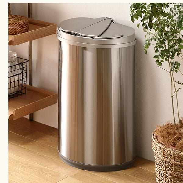 ゴミ箱 ダストボックス 約幅42cm 47L 大容量 横開き ステンレス 自動開閉センサー付き 単一電池2本 待機状態4年 完成品 業務用 まとめ買い ポイント消化 日用品