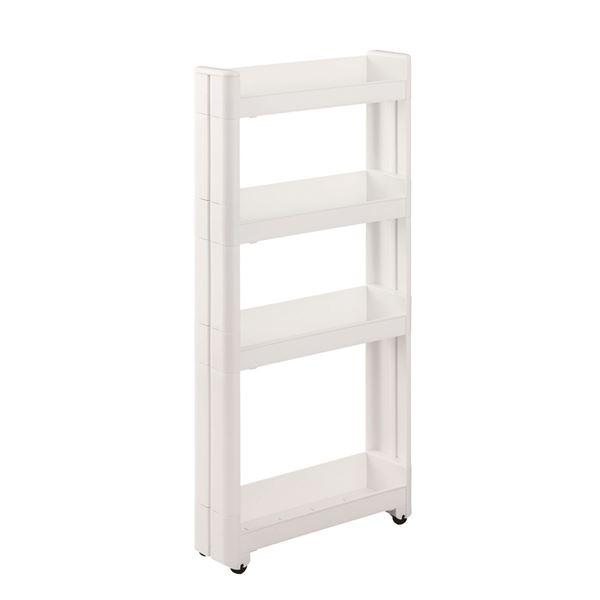 【商品名】 不動技研 スマートワゴンFit W100 45 【4段/幅10.5cm ホワイト】 組立式 F-2571 【ジャンル・特徴】 キッチンのすき間にピッタリ！スリムラック