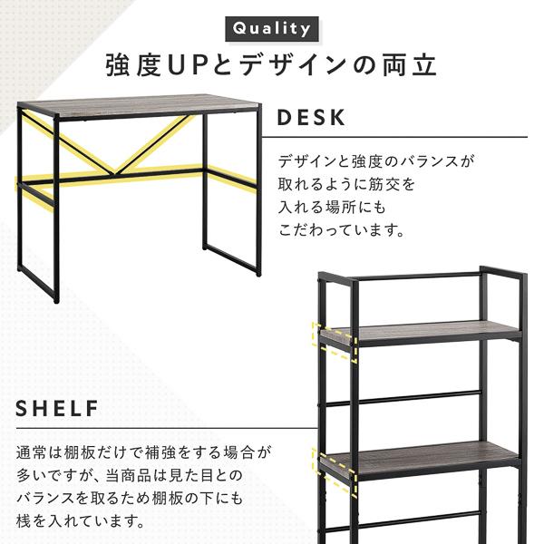 デスクセット 2点セット〔 デスク 幅90cm ＋シェルフ 幅50cm 〕 ヴィンテージ スチール 組立品爆買