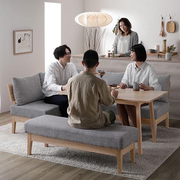 ダイニング ベンチ 単品 〔 背付き グレー 〕 木製 天然木 背もたれクッション カバーリング仕様 洗える 組立品爆買