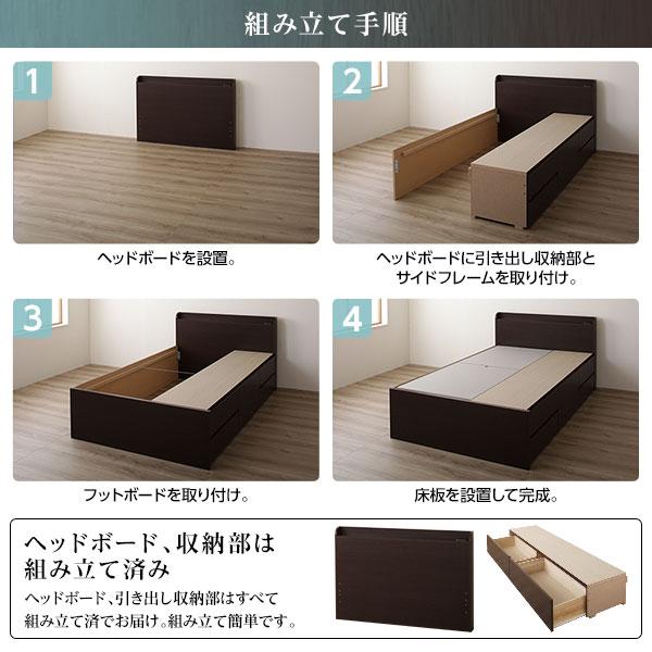 〔お客様組み立て〕 収納 ベッド 薄型 宮付き ショート丈セミシングル 3ゾーンポケットコイルマットレス付き アイボリー 日本製 業務用 まとめ買い ポイント消化