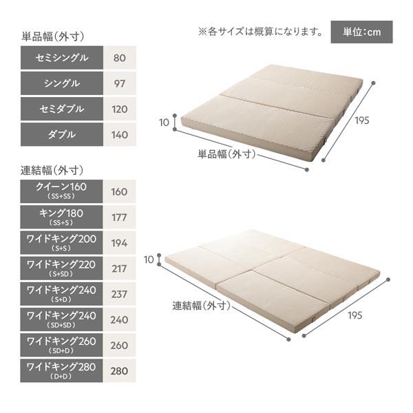 3つ折り マットレス 単品 セミダブル ベージュ 高反発 洗えるカバー 折りたたみマットレス 寝具 業務用 まとめ買い ポイント消化 日用品