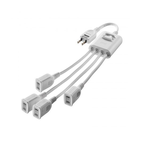 【商品名】 サンワサプライ 一括集中スイッチ付き電源延長コード 2P 4分岐 4個口 ホワイト TAP-EX4SWW  [ TAP-EX4SWW ]