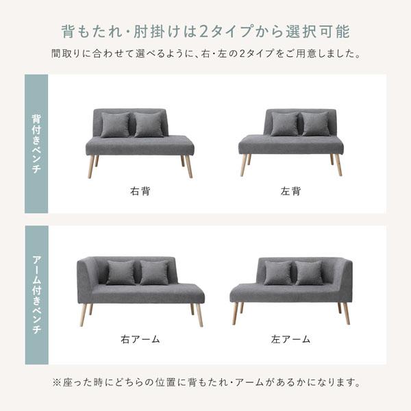 北欧 ソファ ダイニング 4点セット 左カウチスタイル テーブル幅120cm＋右背付きベンチ＋左アーム付ベンチ＋ベンチ イエロー爆買