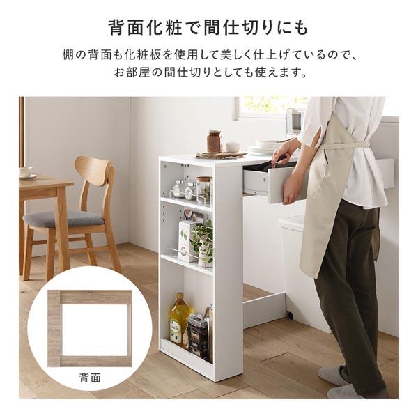 ゴミ箱上 収納カウンター 幅98.5cm ホワイト 引き出し付 棚付き お手入れ簡単 キッチン収納 収納家具 キッチン 台所 組立品 業務用 まとめ買 まとめ買い 日用品