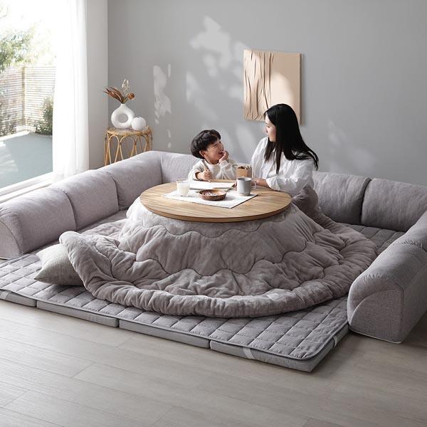 ローソファ 大サイズ グレージュ Aタイプ クッションU型 マット+マットカバー+コーナークッション×2+I型クッション×1 業務用 まとめ買い ポイント消化 日用品