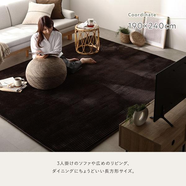 コーデュロイ ラグ 約190×240cm ブラウン 抗菌 防音 滑り止め加工 ホットカーペット 床暖房対応 手洗いOK ラグマット 絨毯 業務用 まと まとめ買い 日用品