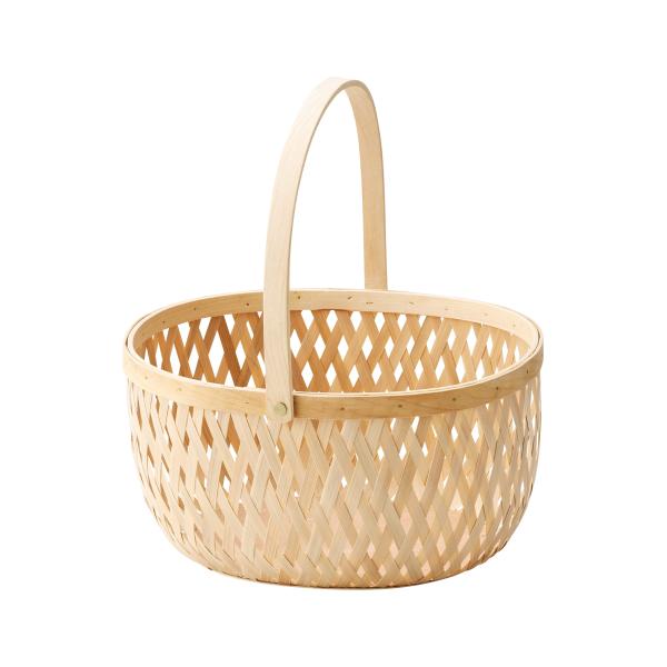 かご 即納可 カゴ バスケット ギフト ラッピング 丸型 可動一本手 容器