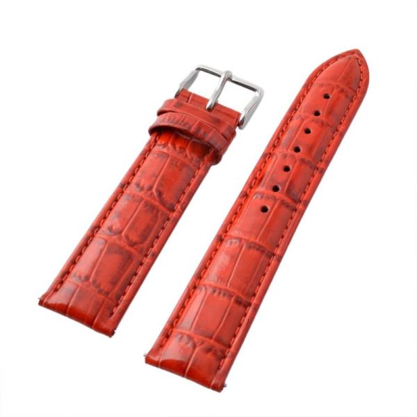 アレス 腕時計用ベルト メンズ 19mm ALLES クロコダイル型押し レザー 工具不要 レッド
