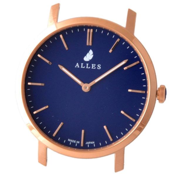 アレス 腕時計用ヘッド ベルト別売り メンズ&レディース ALLES クォーツ アナログ 丸型 ゴールド/ネイビー