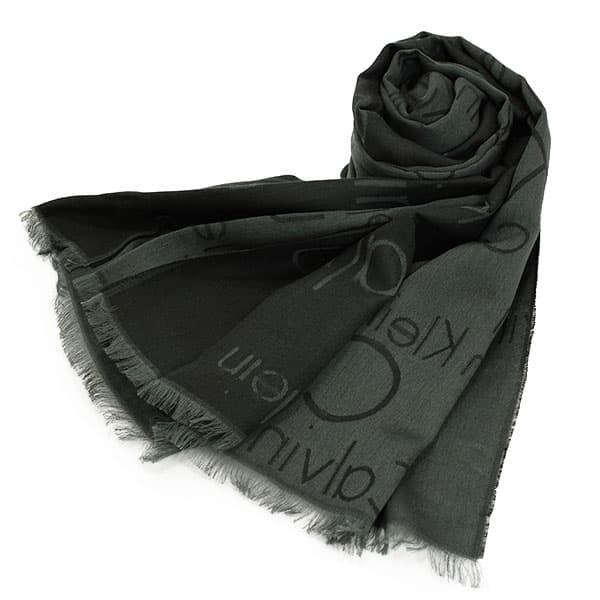 海外ブランド メンズ レディース カルバンクライン ストール ダークグレー ブラック Klein Calvin メンズ レディース ストール カルバンクライン 財布 帽子 ファッション小物