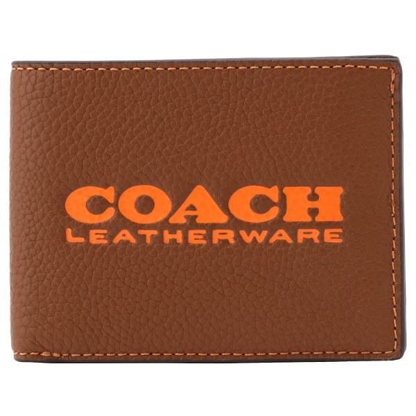 コーチ 二つ折り財布 メンズ COACH レザー 小銭入れ無し ロゴ