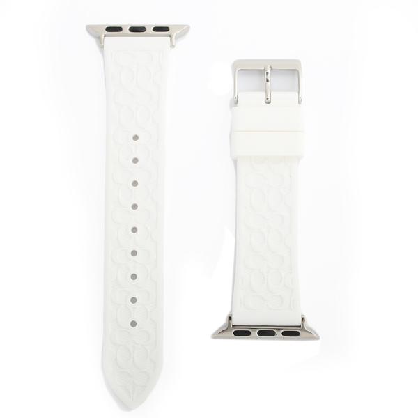 コーチ アップルウォッチ38ｍｍ40ｍｍ対応交換ベルト AppleWatch交換バンド レディース COACH シリコンラバーベルト 38mm用 40mm用 ホワイト/シルバー