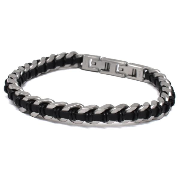 エンポリオアルマーニ*お洒落バングル/アクセサリー*シルバー　ラバー黒*メンズ エンポリオアルマーニ ラバー ブレスレット ラバー ブレスレット