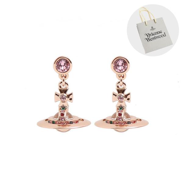 ヴィヴィアンウエストウッド スタッドピアス ドロップピアス イヤリング レディース PETITE ORB VIVIENNE WESTWOOD 3Dオーブロゴモチーフ ピンクゴールド