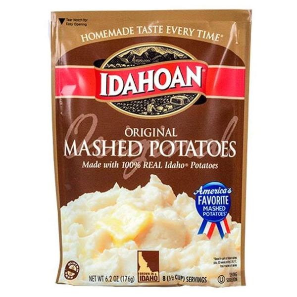 「商品情報」アメリカで大人気のマッシュポテトミックスアイダホ産ジャガイモ使用鍋での調理法1.鍋に表の分量通りに、水・塩・バター(マーガリン可)を混ぜる。牛乳は3まで混ぜない。 2.1を一煮立ちさせてから、火を止める。 3.冷たい牛乳を加え、...