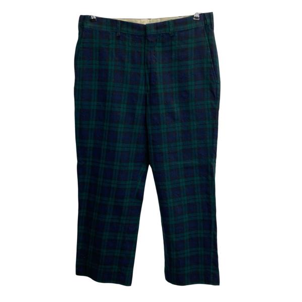 00s ORVIS チェック スラックスパンツ W36 ネイビー系 オービス ジップアップ 00年代 ブラックウォッチ ウール ボトムス 2608-425