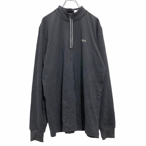 FILA プリント ジャージ XL ブラック グレー フィラ ハーフジップ リフレクタ 古着卸 アメリカ仕入 a505-5571