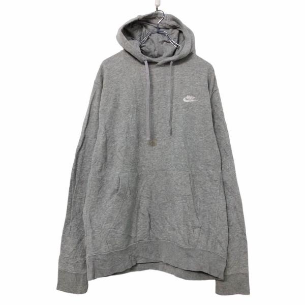 NIKE ジップアップ ロゴ スウェット パーカー L グレー ホワイト