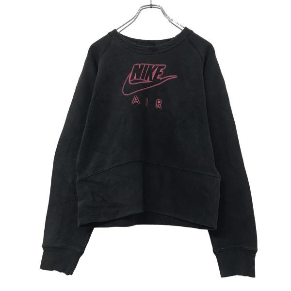 NIKE プリント スウェット トレーナー L ブラック ピンク ナイキ 裏起毛 古着卸 アメリカ仕入 a509-5268