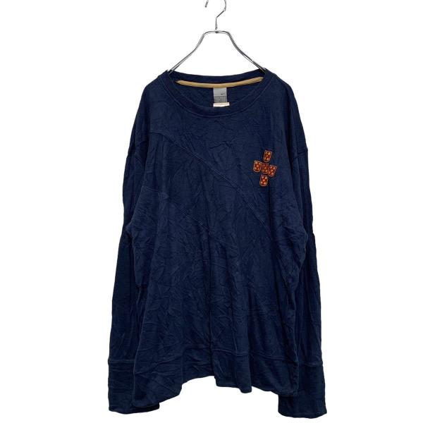 Nike ネイビー 長袖 Vネック ジャケット XL 90s NIKE Logo V-Neck Nylon Pullover Jacket 紺 XL 銀タグ