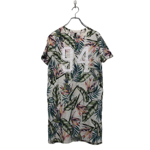美品  半袖ボタニカル花柄Tシャツ H&M 半袖 プリントTシャツ レディース XS マルチカラー 総柄 花柄