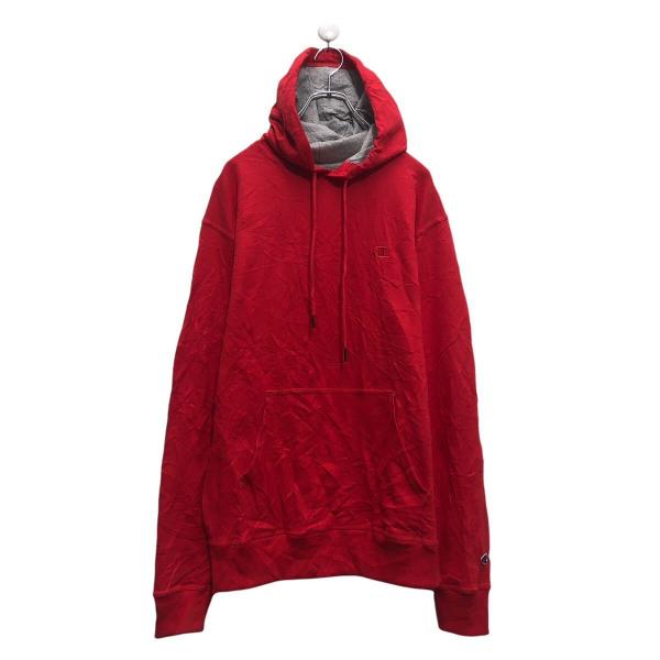 Champion ロゴ スウェット トレーナー チャンピオン レッド M 裏起毛 カンガルーポケット 古着卸 アメリカ仕入 a604-6750