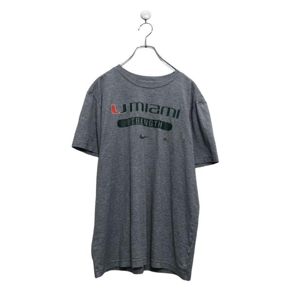 NIKE 半袖 プリント Tシャツ ナイキ M グレー グリーン スポーツウェア クルーネック 古着卸 アメリカ仕入 a604-7053
