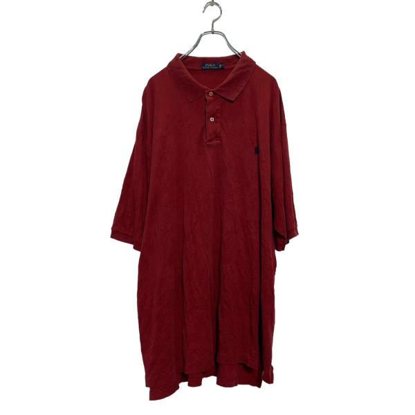 POLO RALPH LAUREN 半袖 無地ポロシャツ 2XL バーガンディ ポロラルフ