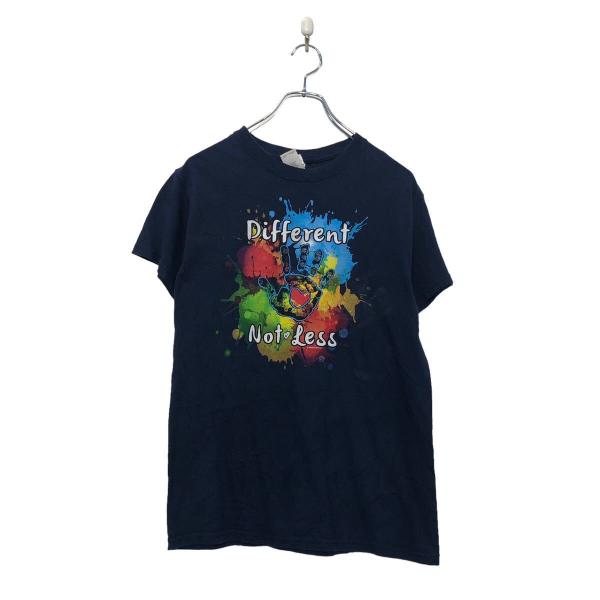 GILDAN 半袖 プリント Tシャツ ギルダン M ネイビー イラスト バックプリント クルーネック 古着卸 アメリカ仕入 a604-7265