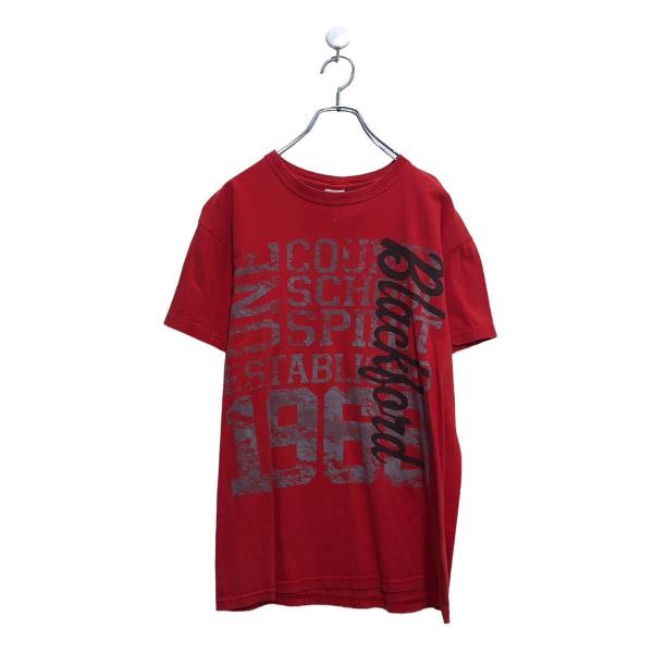GILDAN 半袖 プリント Tシャツ ギルダン M レッド イラスト クルーネック バックプリント 古着卸 アメリカ仕入 a604-7375