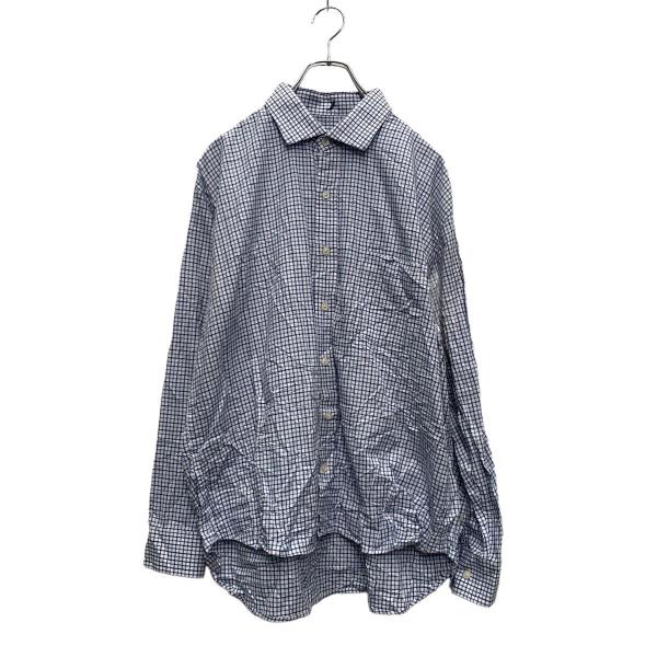 NAUTICA 長袖 チェックシャツ XL ホワイト ネイビー ノーティカ ビッグサイズ 胸ポケット 古着卸 アメリカ仕入 a605-7866