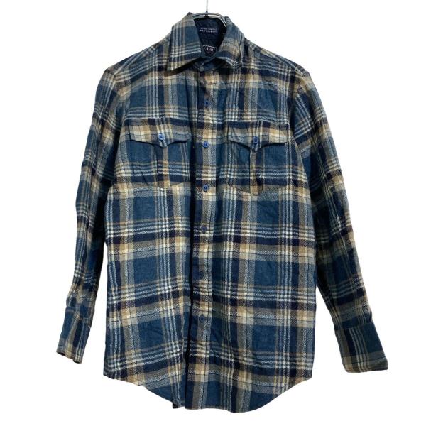 V.I.P 長袖 チェック ネルシャツ S ブルー ベージュ ホワイト 2