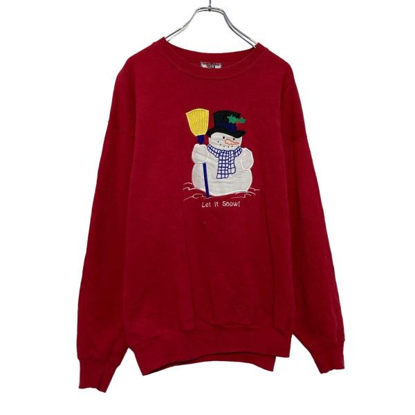 Lee プリント スウェット トレーナー リー L レッド 裏起毛 イラスト  