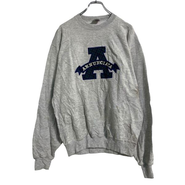 希少デザイン猫 顔スウェット トレーナー M グレー JERZEES USA古着 希少デザイン猫 顔スウェット トレーナー M グレー JERZEES USA古着