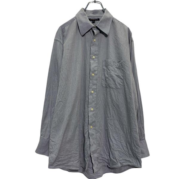 TOMMY HILFIGER 長袖 ヘリンボーン シャツ L グレー トミー