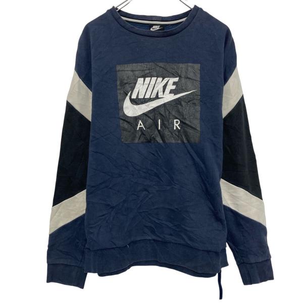 NIKE プリント スウェット トレーナー ナイキ S ネイビー プルオーバー
