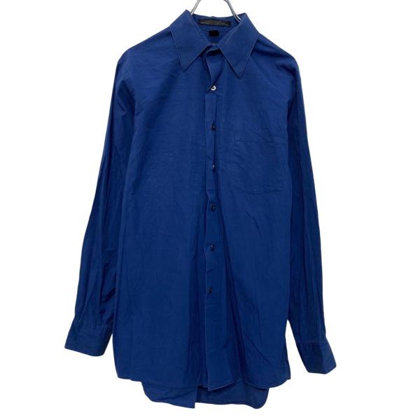 DKNY 長袖 無地 シャツ M ブルー ポケット シンプル 古着卸 アメリカ仕入 a610-6273
