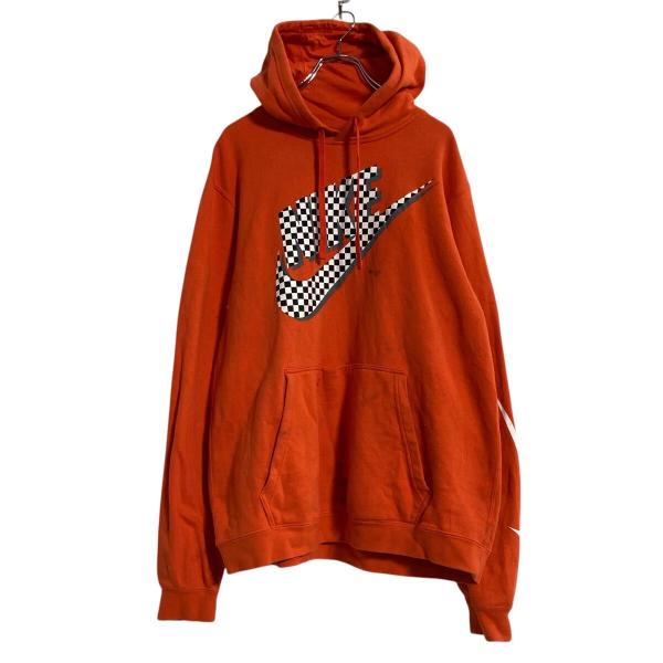 NIKE プリント スウェット パーカー L オレンジ ナイキ プルオーバー
