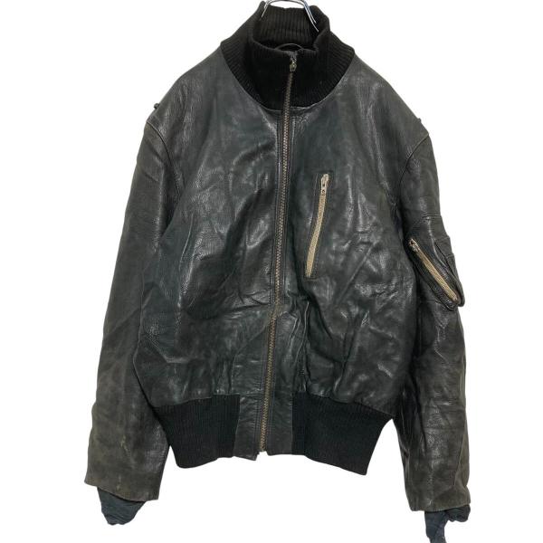 ドイツ軍 フライトジャケット ブラック XL 本革 ミリタリー ドイツ軍 レザー フライトジャケット L〜 ブラック 民間品 ミリタリー