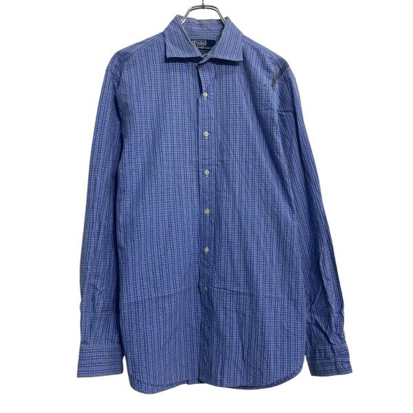 POLO RALPH LAUREN 長袖 チェックシャツ L ブルー ポロラルフローレン