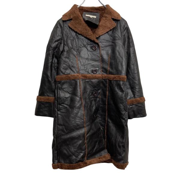 Jocqueline Riu コート S~ ブラック ブラウン 起毛 フェイクレザー ロングコート 防寒 古着卸 アメリカ仕入 a612-6022
