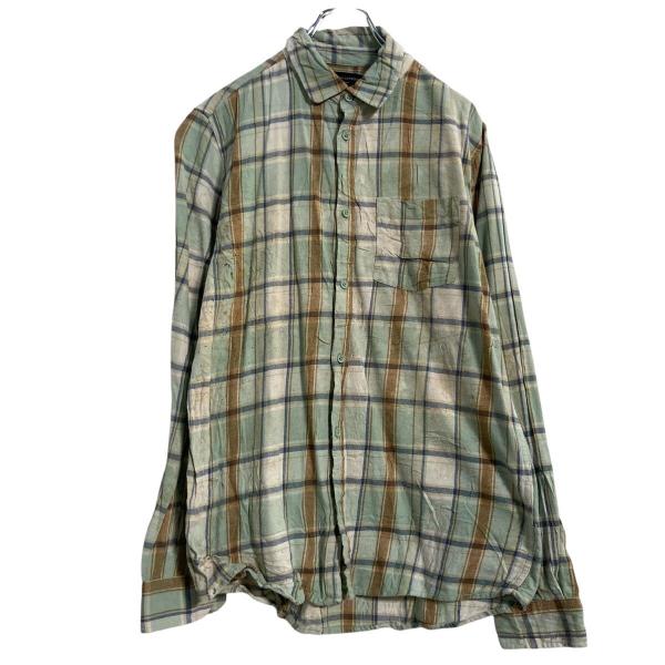 COTTON ON GARMENTS 長袖 チェックシャツ M ライトグリーン ブルー ブラウン 古着卸 アメリカ仕入 a612-7339